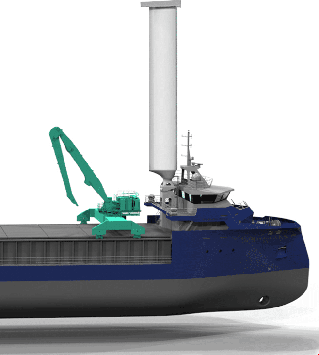 A part of an example of how Skarv Shipping Solutions imagine future shortsea vessels may look.