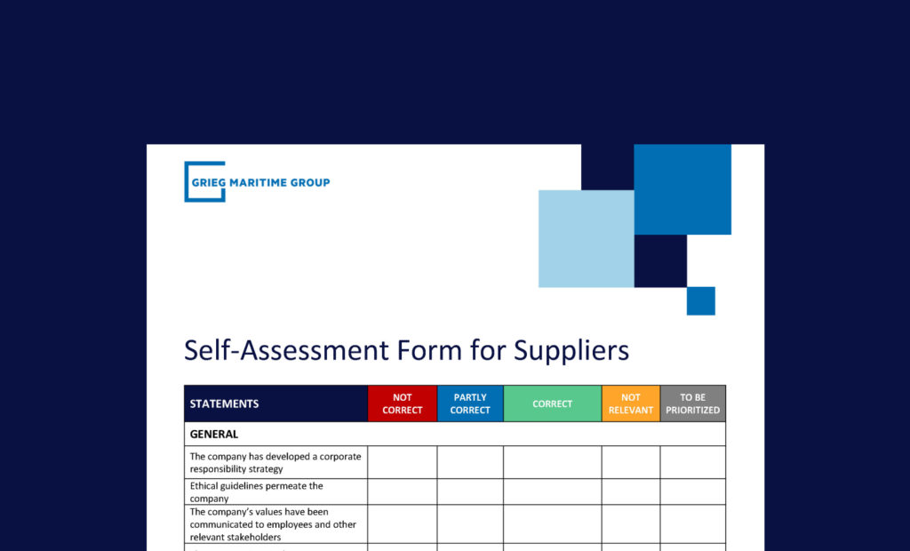 Self-Assesment Form for suppliers.