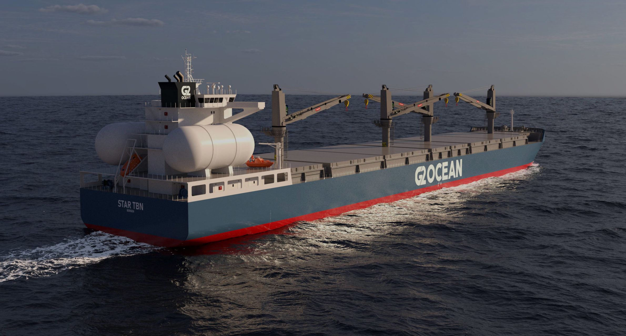 An open Hatch Vessel at sea.