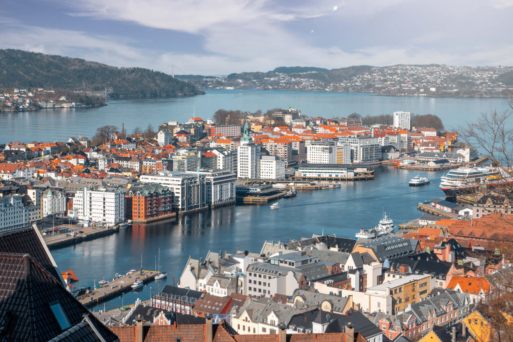 An overview of the Bergen Harbour.