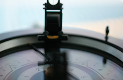 Close up of a compass.