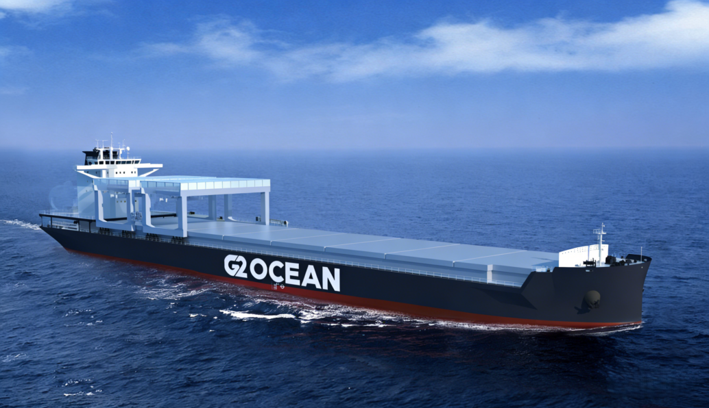 Illustration of a new open hatch gantry crane ship