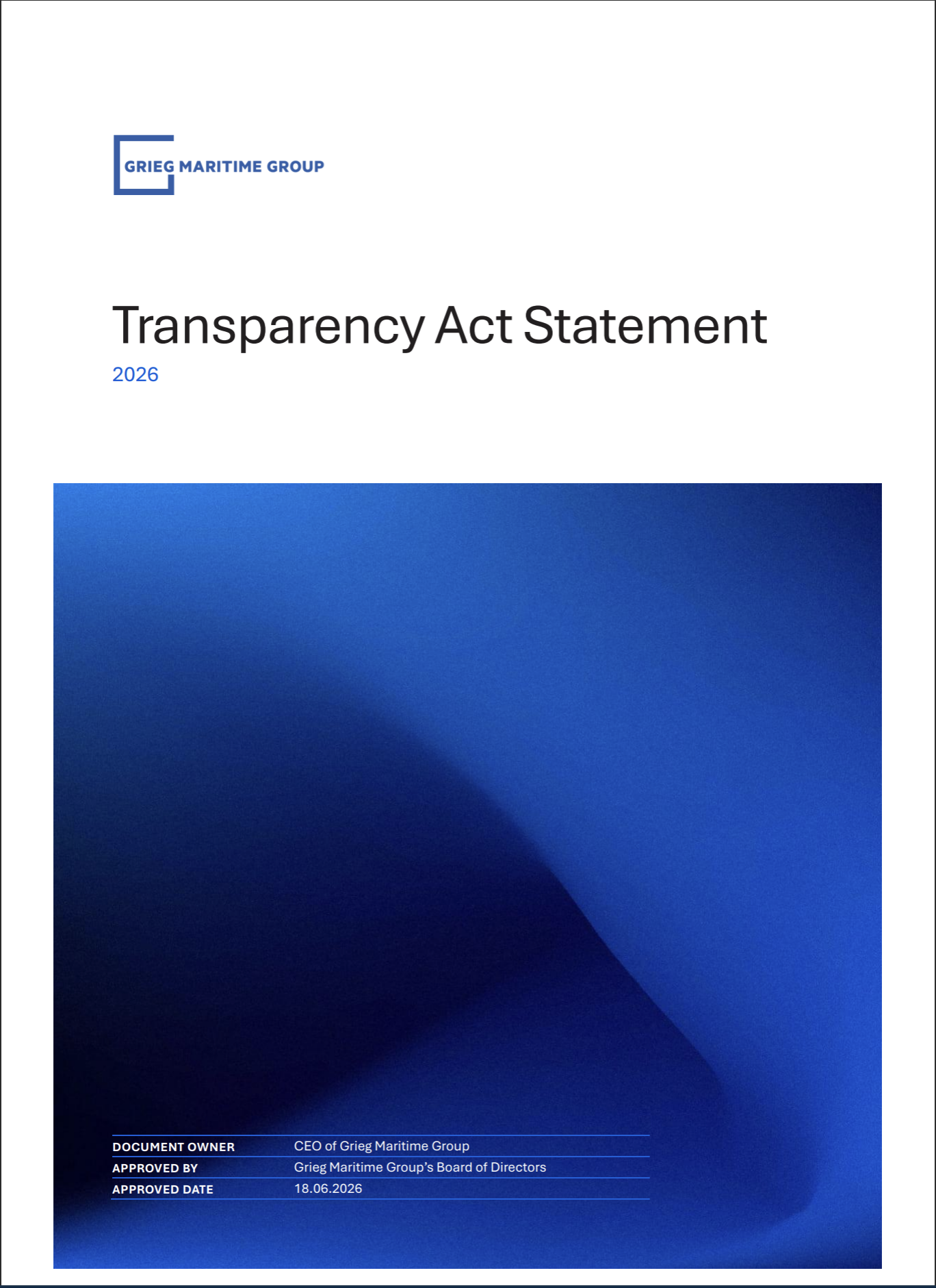Transparency Act Statement 2026 front page
